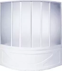 Душевая шторка на ванну BAS Ирис, Империал 150х145, 4 створки, пластик Вотер (ШТ00028)