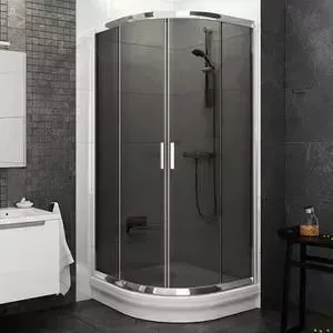 Душевой уголок RAVAK Blix BLCP4 80x80 см, с поддоном, стекло тонированное Графит, профиль хром