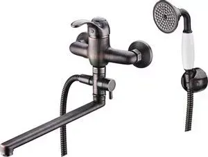 Смеситель для ванны Wasserkraft Isar 1300 с длинным изливом тёмная бронза (1302L)