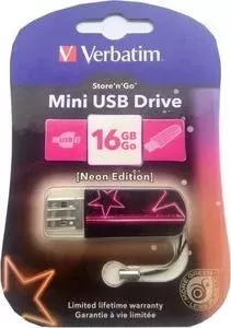 Флеш-накопитель VERBATIM 16Gb Mini Neon Edition Pink (49396)