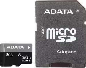 SD карта A-DATA microSDHC 8Gb Class10 (AUSDH8GUICL10-RA1)