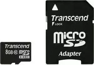 Карта памяти TRANSCEND microSD 8Gb Class 10 + adapter SD (TS8GUSDHC10)