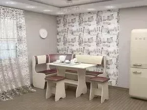 Кухонный уголок Феникс Тип 1 дуб молочный/бордо-бежевый