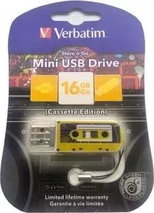 Флеш-накопитель VERBATIM 16Gb Mini Cassette Edition Yellow (49399)