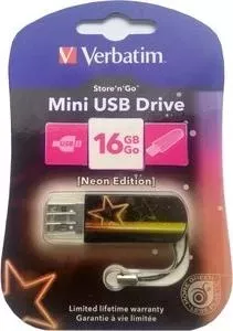 Флеш-накопитель VERBATIM 16Gb Mini Neon Edition Orange (49394)