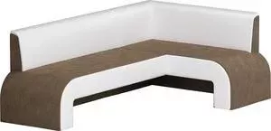 Кухонный диван Мебелико Кармен микровельвет коричневый/белый правый