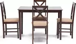 Обеденная группа TetChair Хадсон (стол + 4 стула)/ Hudson Dining Set, cappuccino (темный орех) эконом + 4