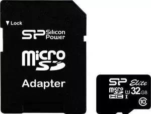 SD карта SILICON POWER 32Gb MicroSDHC Class 10 UHS-I, SD adapter (SP032GBSTHBU1V10-SP)