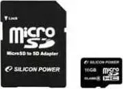 SD карта SILICON POWER microSDHC 16Gb Class 4 + adapter (SP016GBSTH004V10-SP)