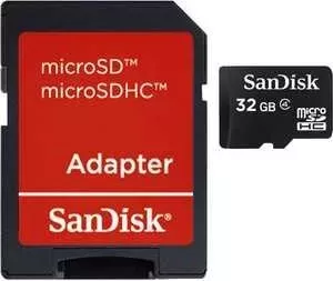 SD карта SANDISK 32GB microSDHC Class 4 (SD Adapter) (SDSDQM-032G-B35A)