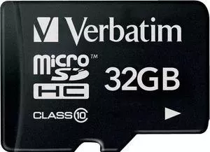 SD карта VERBATIM microSD 32GB microSDHC Class 10 (SD адаптер) (44083)