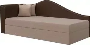 Кушетка Стоффмебель (ЛМФ) Джута рогожка коричневая/экокожа темно-коричневая