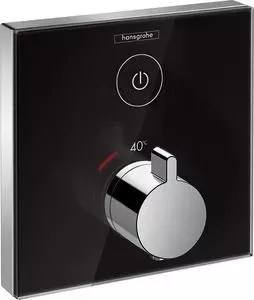 Термостат для душа Hansgrohe ShowerSelect Glass с кнопкой стоп/старт, механизма 01800180, черный/хром (15737600)