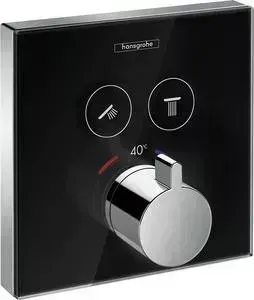 Термостат для ванны Hansgrohe ShowerSelect Glass на два выхода, с механизмом, черный/хром (15738600, 01800180)