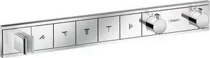 Термостат для ванны Hansgrohe RainSelect на пять выходов, с механизмом, хром (15358000, 15313180)
