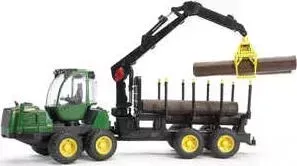 Трактор Bruder John Deere 1210E с прицепом с манипулятором и брёвнами 02-133