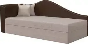 Кушетка Стоффмебель (ЛМФ) Джута рогожка бежевая/экокожа темно-коричневая