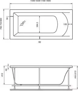 Акриловая ванна Vayer Savero 160x70 с каркасом (Гл000009892, Гл000010581)