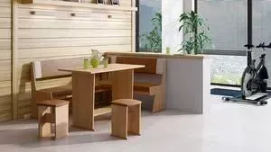 Кухонный уголок ТриЯ Амиго ольха/кожзам коричневый/бежевый