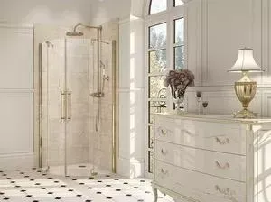 Душевой уголок Huppe Studio Victorian 90x90 профиль золото, стекло с рисунком (SV0801.093.343)