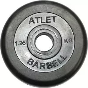 Диск обрезиненный Atlet 26 мм, 1,25 кг черный