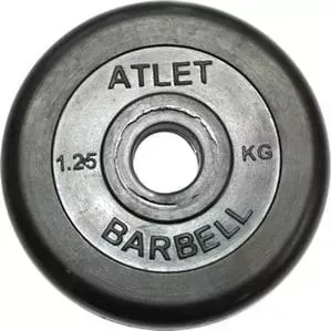 Диск обрезиненный Atlet 31 мм, 1.25 кг черный