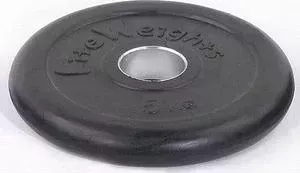 Диск обрезиненный LITE WEIGHTS RJ1050 черный (d-51mm 5кг (с металлической втулкой)