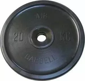 Диск обрезиненный MB Barbell 51 мм 20 кг черный "Евро-Классик" (Олимпийский)