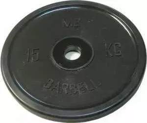 Диск обрезиненный MB Barbell 51 мм 15 кг черный "Евро-Классик" (Олимпийский)