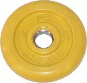 Диск обрезиненный MB Barbell 26 мм 1.25 кг желтый "Стандарт"