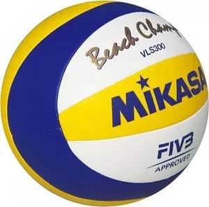 Фото №0 Мяч волейбольный MIKASA для пляжного волейбола VLS300 Beach Champ, размер 5, цвет бел-син-жел