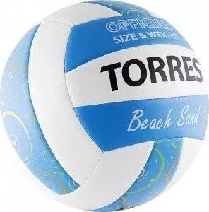 Мяч волейбольный TORRES любительский для пляжа Beach Sand Blue арт. V30095B, размер 5, бел-голуб-мультиколор