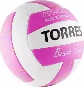 Мяч волейбольный TORRES любительский для пляжа Beach Sand Pink арт. V30085B, размер 5, бело-розово-мультиколор
