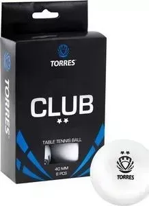 Мяч для настольного тенниса TORRES Club 2 звезды (TT0014) 6 шт.