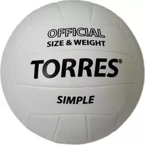 Мяч волейбольный TORRES любительский Simple арт. V30105, размер 5, бело-черный