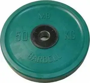 Диск обрезиненный MB Barbell 51 мм 50 кг зеленый "Евро-Классик" (Олимпийский)