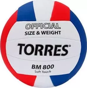 Мяч волейбольный TORRES тренировочный BM800 арт. V30025, размер 5, бело-сине-красный