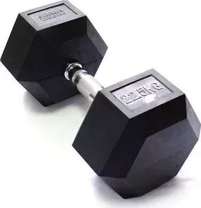 Гантель Original Fit.Tools гексагональная обрезиненная, хромированная ручка, 22,5 кг FT-HEX-22,5