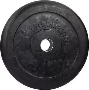 Диск обрезиненный LITE WEIGHTS RJ1050 черный (d-51mm 25кг с металлической втулкой)