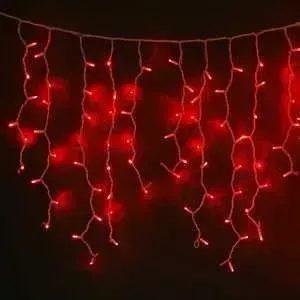 Светодиодная бахрома Light красная 4,9x0,5 прозрачный провод. (мерц.)