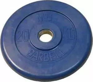 Диск обрезиненный MB Barbell 51 мм 20 кг синий "Стандарт"