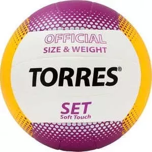 Мяч волейбольный TORRES любительский Set арт. V30045, размер 5, бело-желто-фиолетовый