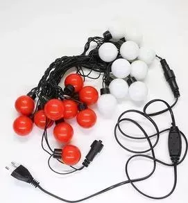 Гирлянда Light Шарики-40мм 5м, 220-230V, черн. пр. красно-белые