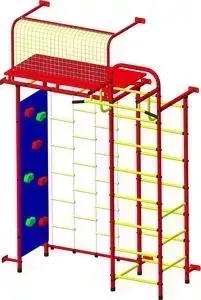 Детский спортивный комплекс ПИОНЕР 10ЛМ со скалодромом красно-желтый