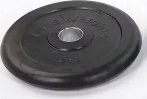 Диск обрезиненный LITE WEIGHTS RJ1050 черный (d-51mm 15кг с металлической втулкой)