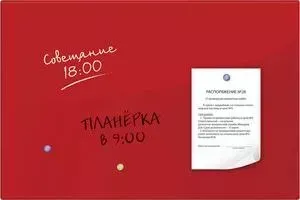Доска магнитно-маркерная BRAUBERG стеклянная красная, 60х90, 3 магнита, 236749