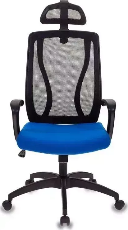 Кресло офисное БЮРОКРАТ MC-W411-H/B/26-21 черный TW-01 сиденье синий 26-21