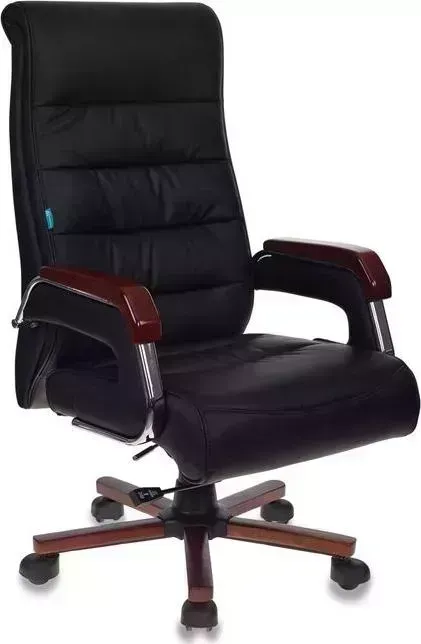 Кресло офисное БЮРОКРАТ T-9909WALNUT/BLACK черный иск. кожа