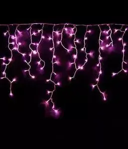 Светодиодная бахрома Light светло розовая 1x1 прозрачный провод
