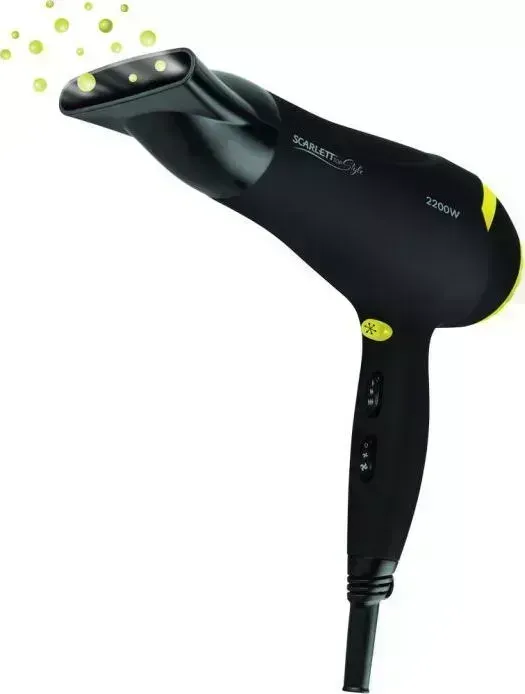 Фен SCARLETT SC-HD70I18 черный/желтый